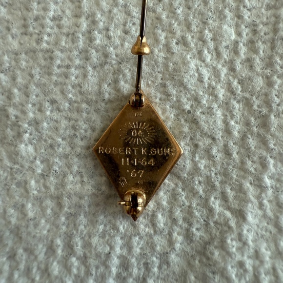 Phi Gamma Delta Pi Fraternity 10k Gold Black Enamel Pin Back - Picture 3 of 5